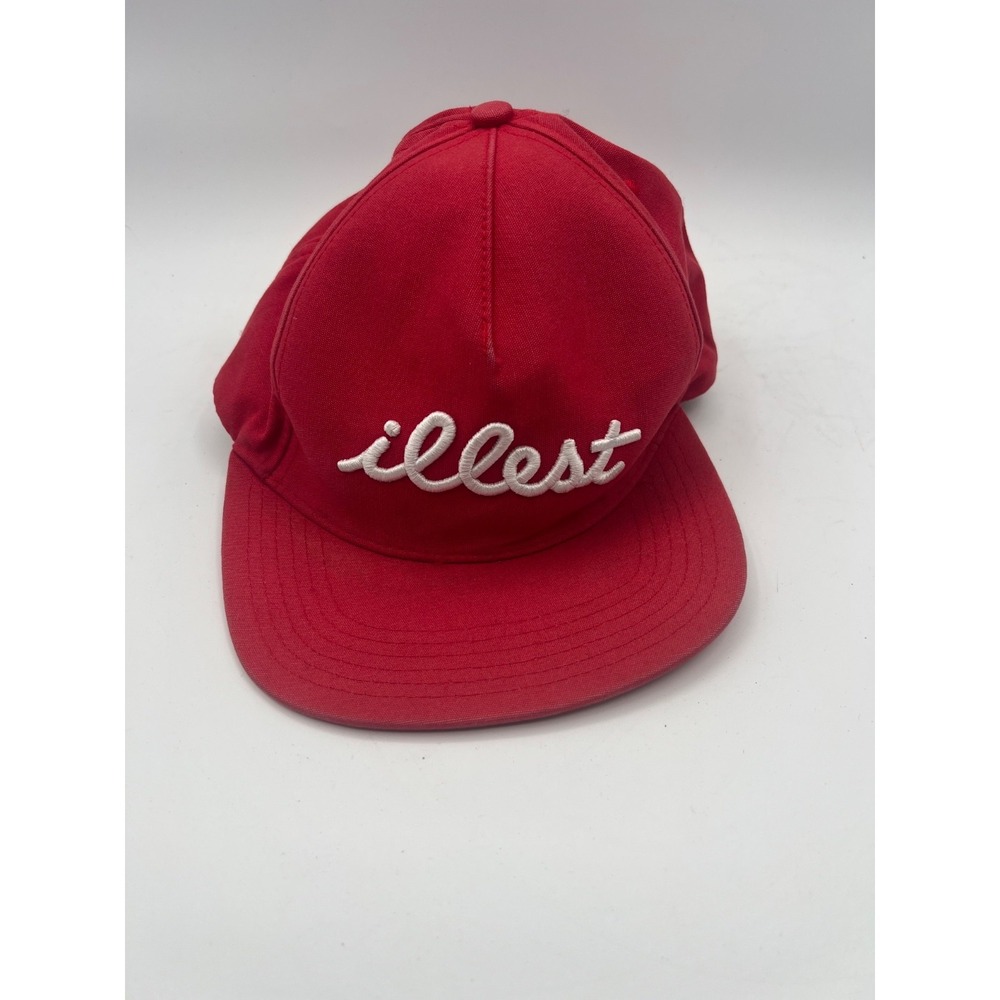 Illest Red Snapback Hat Cap White Script Logo Streetwear Adjustable OSFM